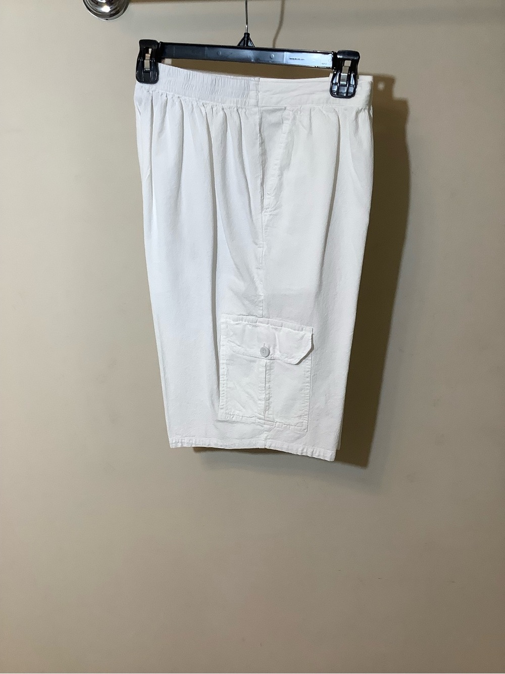 Men's White Cargo Shorts with Button Flap Pocket